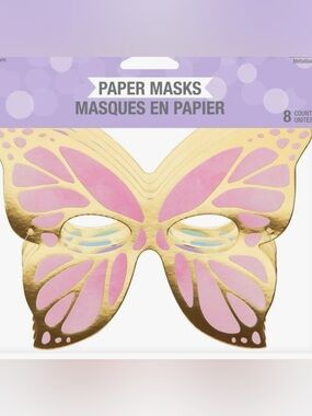 BNWT, butterfly paper masks, party, 8 count
